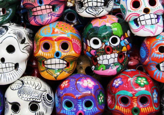 painted sugar skulls exemplify modern Mexican cuisine at Torre restaurant in Center Valley, PA